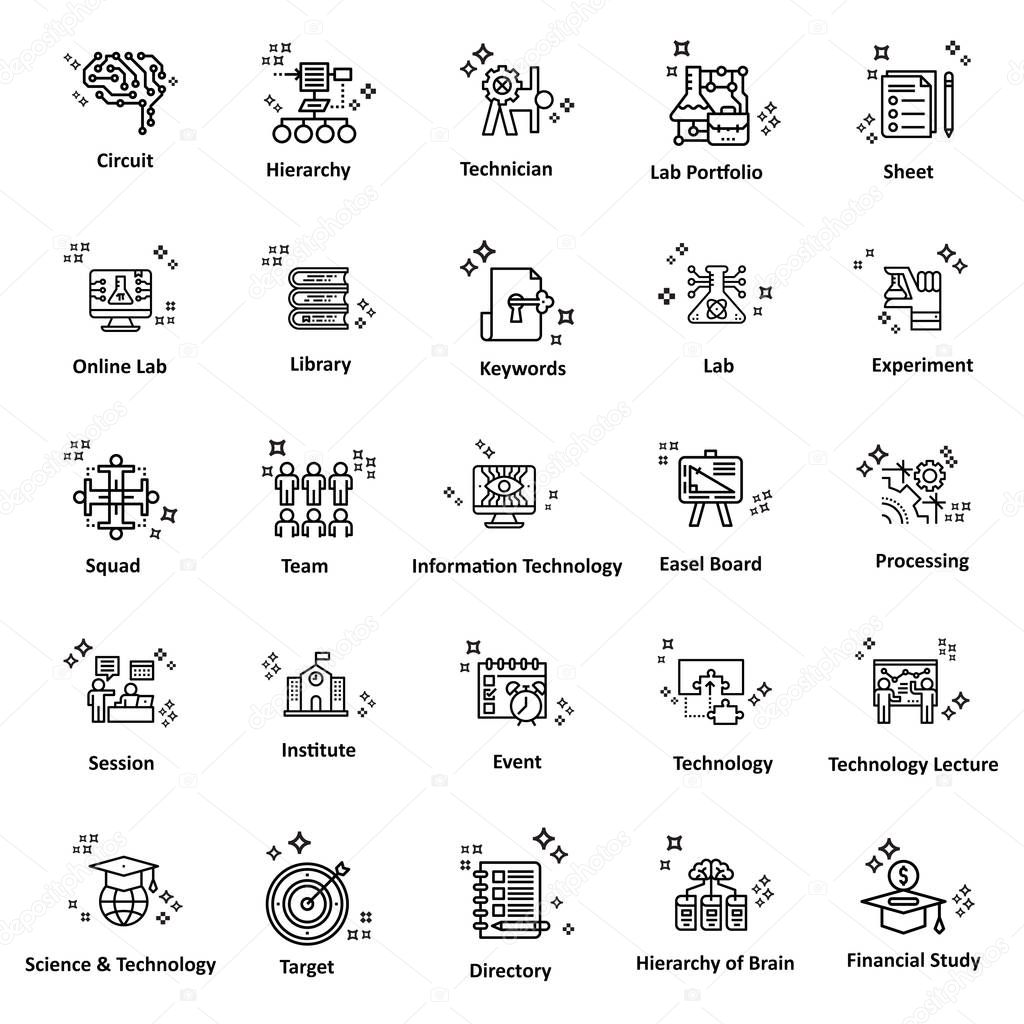 Self Explanatory and Technology Line Vector Icons Fully Editable