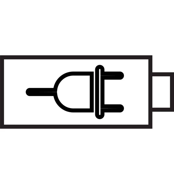 Batteriet Linje Isolerade Vektor Ikonen Fullt Redigerbara — Stock vektor