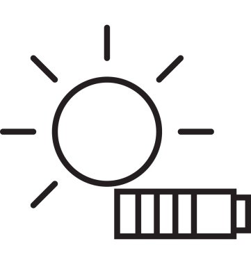 Pil ile güneş hat izole vektör simge tamamen düzenlenebilir