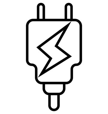 güç kablosunu hat izole vektör simge tamamen düzenlenebilir