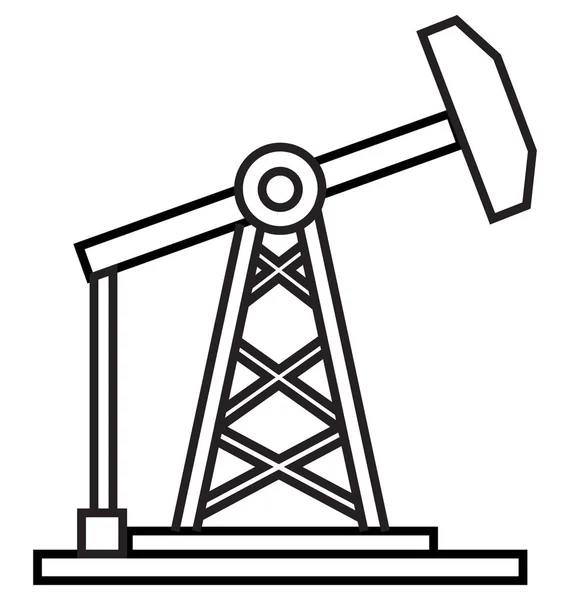 Pumpjack Line Isoliertes Vektorsymbol Vollständig Editierbar — Stockvektor