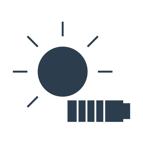 Батарея Сонячною Лінією Ізольована Векторна Піктограма Повністю Змінена — стоковий вектор