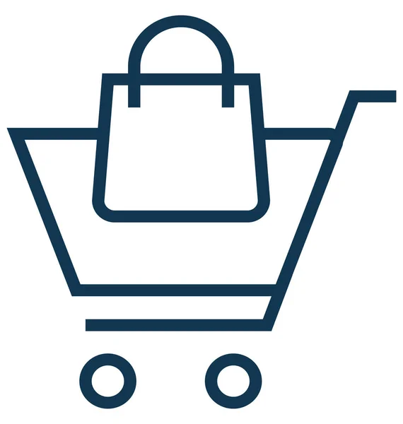Shopping Bag Trolley Line Vector Icon Editable — Stock Vector