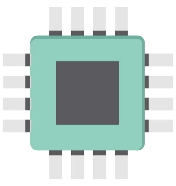 Processor Chip Kleur Vector Pictogram Bewerkbaar — Stockvector