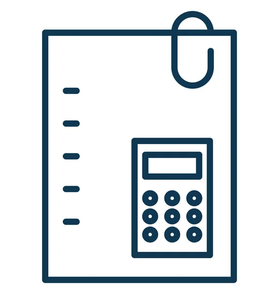 Calculation Sheet Isolated Vector Icon Editable — Stock Vector