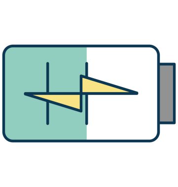 Pil şarj izole renk vektör simge ile tamamen düzenlenebilir anahat