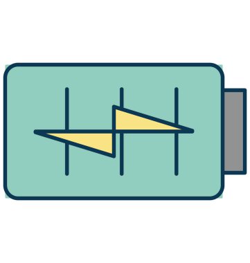 Pil şarj izole renk vektör simge ile tamamen düzenlenebilir anahat