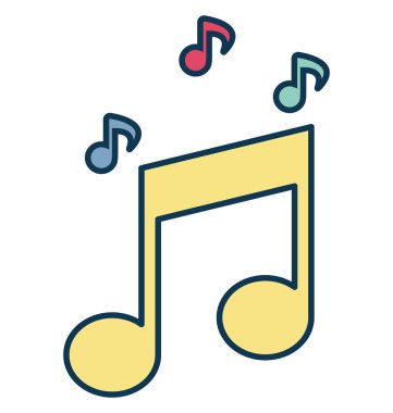 Müzik Not Anahat izole renk vektör simge ile tamamen düzenlenebilir