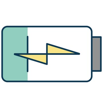 Pil şarj izole renk vektör simge ile tamamen düzenlenebilir anahat