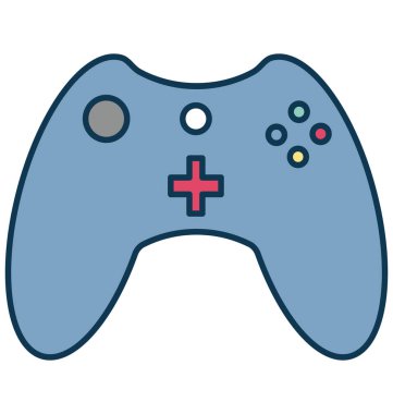 Gamepad anahat izole renk vektör simge ile tamamen düzenlenebilir