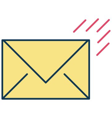 Giden e-posta anahat izole renk vektör simge ile tamamen düzenlenebilir