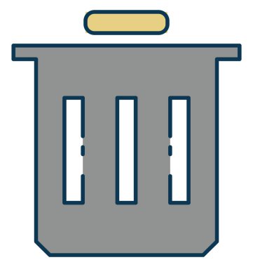 Çöp kovası anahat izole renk vektör simge ile tamamen düzenlenebilir 