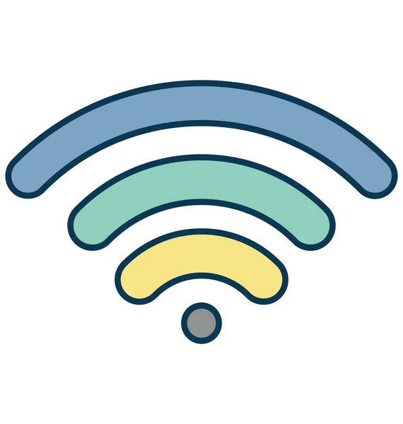 Wifi Waves Outline Isolated Color Vector Icon Fully Editable — стоковый вектор