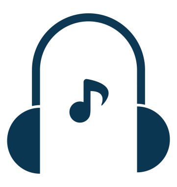 Müzik not ile kulaklık glif vektör simgesi editablec