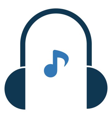 Müzik not ile kulaklık glif renk vektör simgesi düzenlenebilir