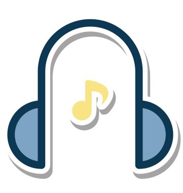 Müzik not ile kulaklık glif renk vektör simgesi düzenlenebilir