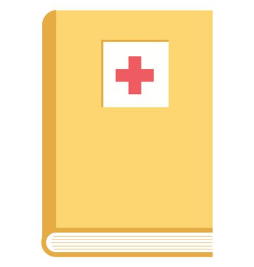 Tıbbi kitap renk izole vektör simgesi tamamen düzenlenebilir