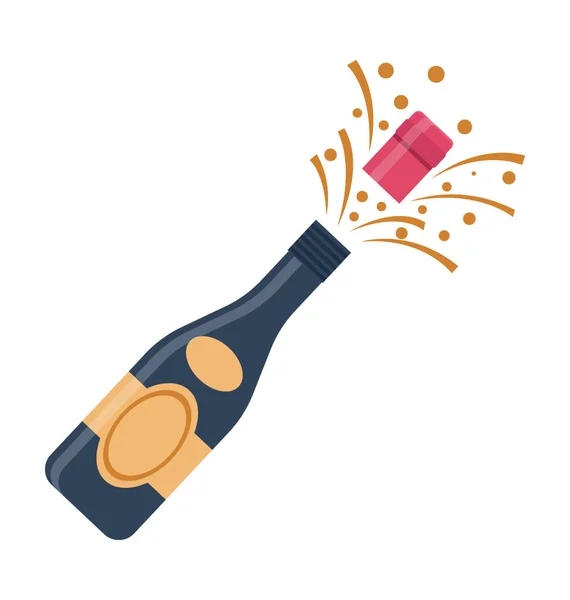 Champagne Vectorillustratie Pictogram Kleur Volledig Bewerkbaar — Stockvector