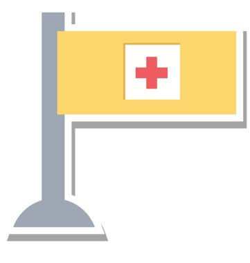 Hastane bayrak renk izole vektör simgesi tamamen düzenlenebilir