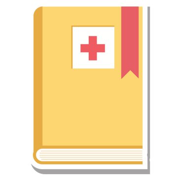 Tıbbi kitap renk izole vektör simgesi tamamen düzenlenebilir