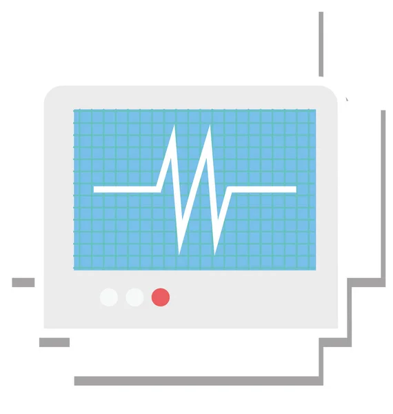 Kolor Monitor Ekg Białym Tle Wektor Ikona Pełni Edytowalne — Wektor stockowy