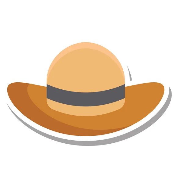 Sombrero Verano Vector Ilustración Color Icono Totalmente Editable — Vector de stock