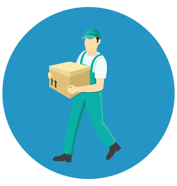 Delivery Man Isolated Vector Illustration Sepenuhnya Dapat Disunting - Stok Vektor