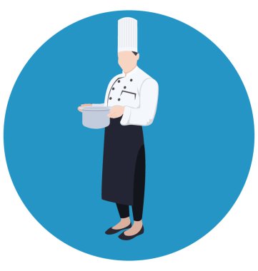 Kadın şef izole vektör çizim tamamen düzenlenebilir tamamen düzenlenebilir