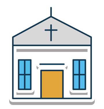 Kilise bina vektör simge tamamen düzenlenebilir tamamen düzenlenebilir