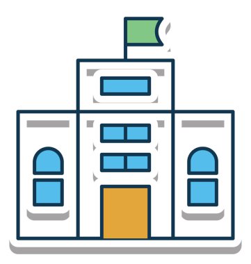 Okul binası vektör simge tamamen düzenlenebilir