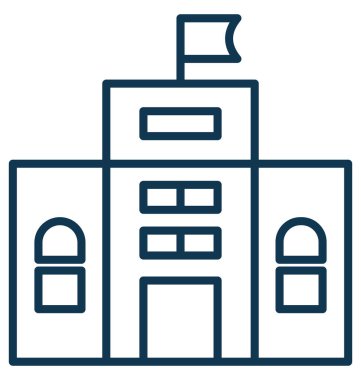 Okul binası vektör simge tamamen düzenlenebilir