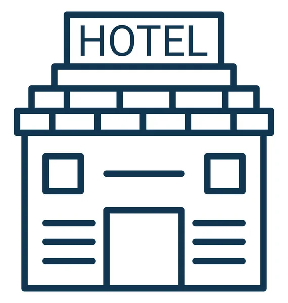 完全に編集可能なホテルの建物のベクトルのアイコン — ストックベクタ