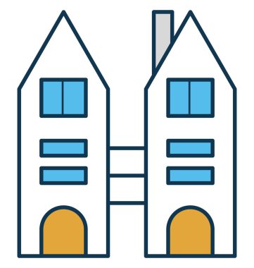 İkamet Flats vektör simge tamamen düzenlenebilir