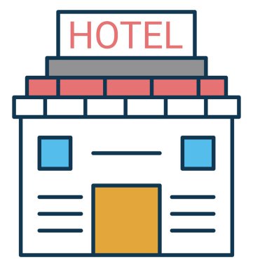 Otel binası vektör simge tamamen düzenlenebilir