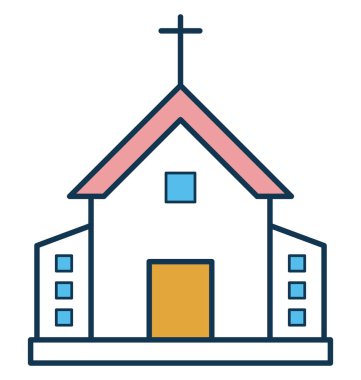 Kilise bina tamamen düzenlenebilir vektör simgesi