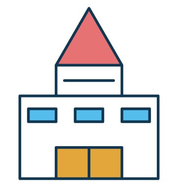 Okul binası vektör simge tamamen düzenlenebilir