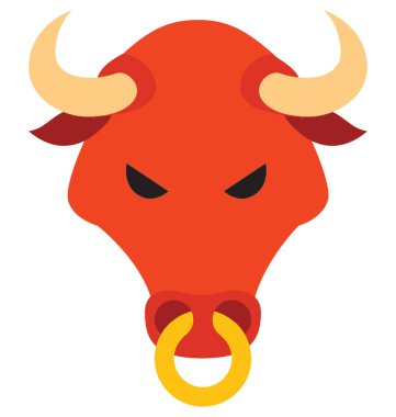 Öküz renkli vektör izole illüstrasyon simge