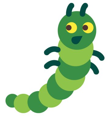 Caterpillar renkli vektör izole illüstrasyon simge