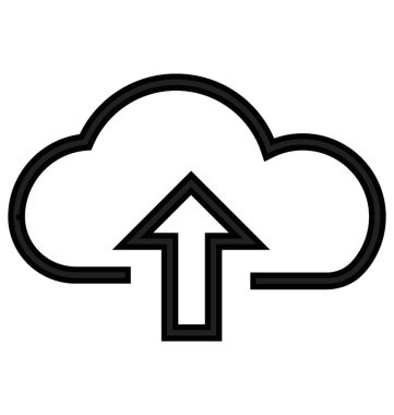 Bulut Upload siyah çizgi izole vektör simgesi