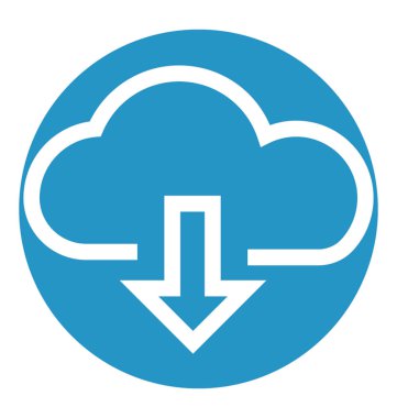 Bulut indir beyaz çizgi vektör izole simgesi