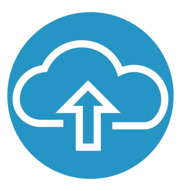 Bulut Upload beyaz çizgi vektör izole simgesi