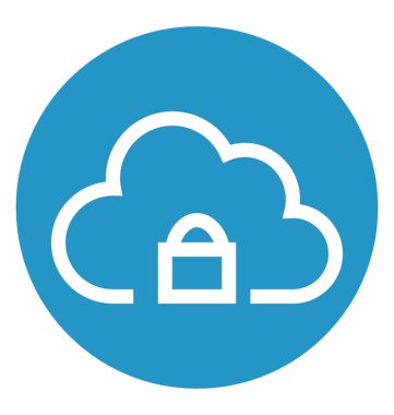 Bulut güvenlik beyaz çizgi vektör izole simgesi