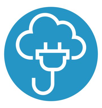 Bulut güç beyaz çizgi vektör izole simgesi