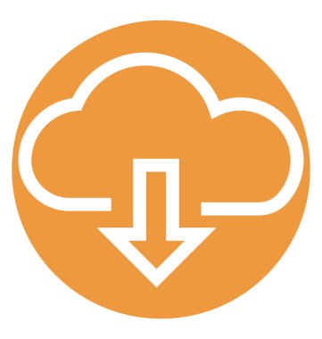 Bulut indir beyaz çizgi vektör izole simgesi