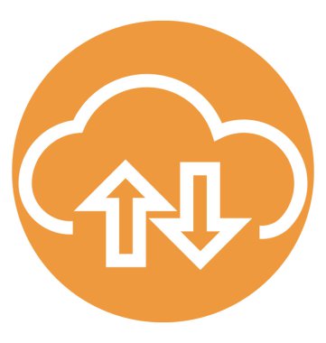 Bulut veri Transfer beyaz çizgi vektör izole simgesi