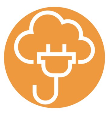 Bulut güç beyaz çizgi vektör izole simgesi