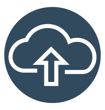 Bulut Upload beyaz çizgi vektör izole simgesi