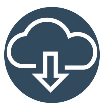 Bulut indir beyaz çizgi vektör izole simgesi