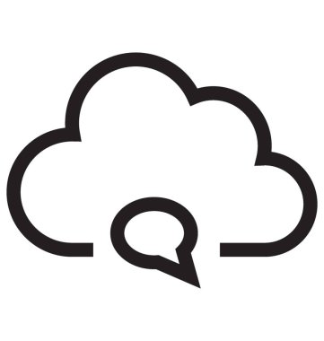 Bulut bildirim siyah çizgi izole vektör simgesi