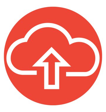 Bulut Upload beyaz çizgi izole vektör simgesi